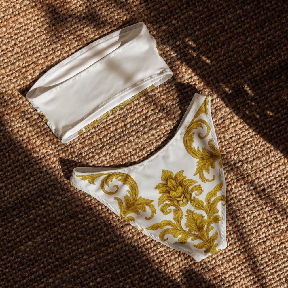 Luxury Bandeau Bikini Set - White Gold