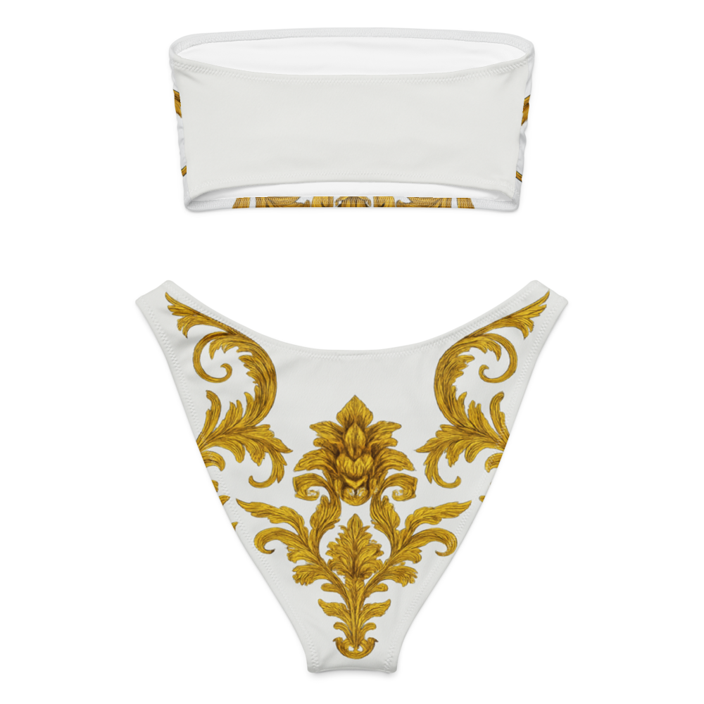 Luxury Bandeau Bikini Set - White Gold