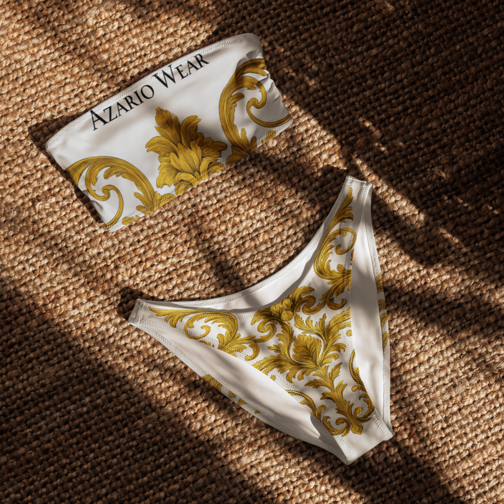 Luxury Bandeau Bikini Set - White Gold